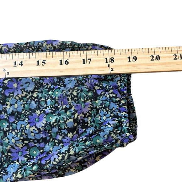 ASTR The Label Balloon Sleeve Purple Multi Floral Top XL Full Zip Back Shirred - Picture 6 of 7